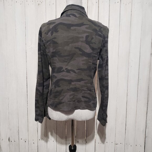 DKNY Women's M Jean Jacket Moto Bomber Gray Camo Cotton - Picture 5 of 7